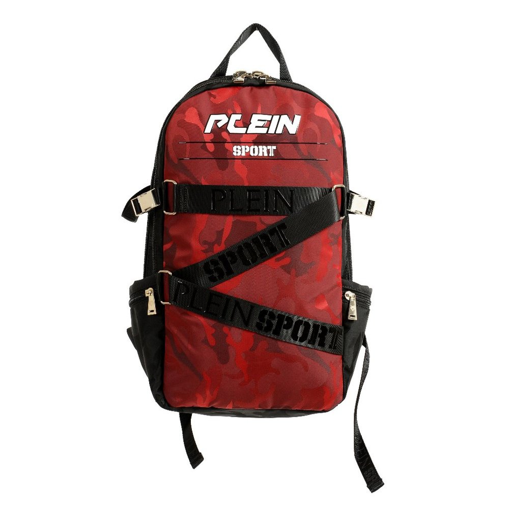 Plein Sport Unisex Military Print Red "ZAINO RUNNER" Backpack Bag